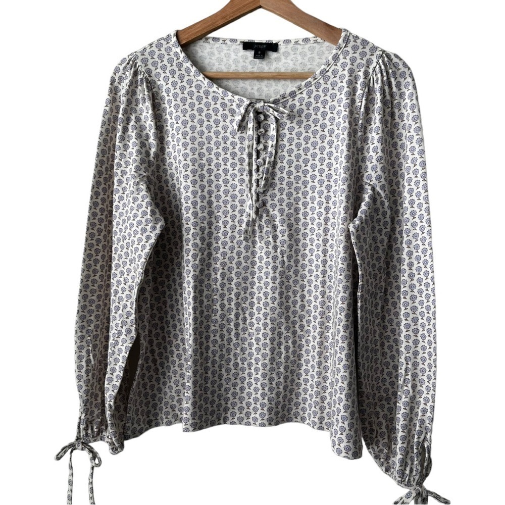 New with tags J.CREW Broken-in jersey button-front top in floral Size: Small - Picture 4 of 8